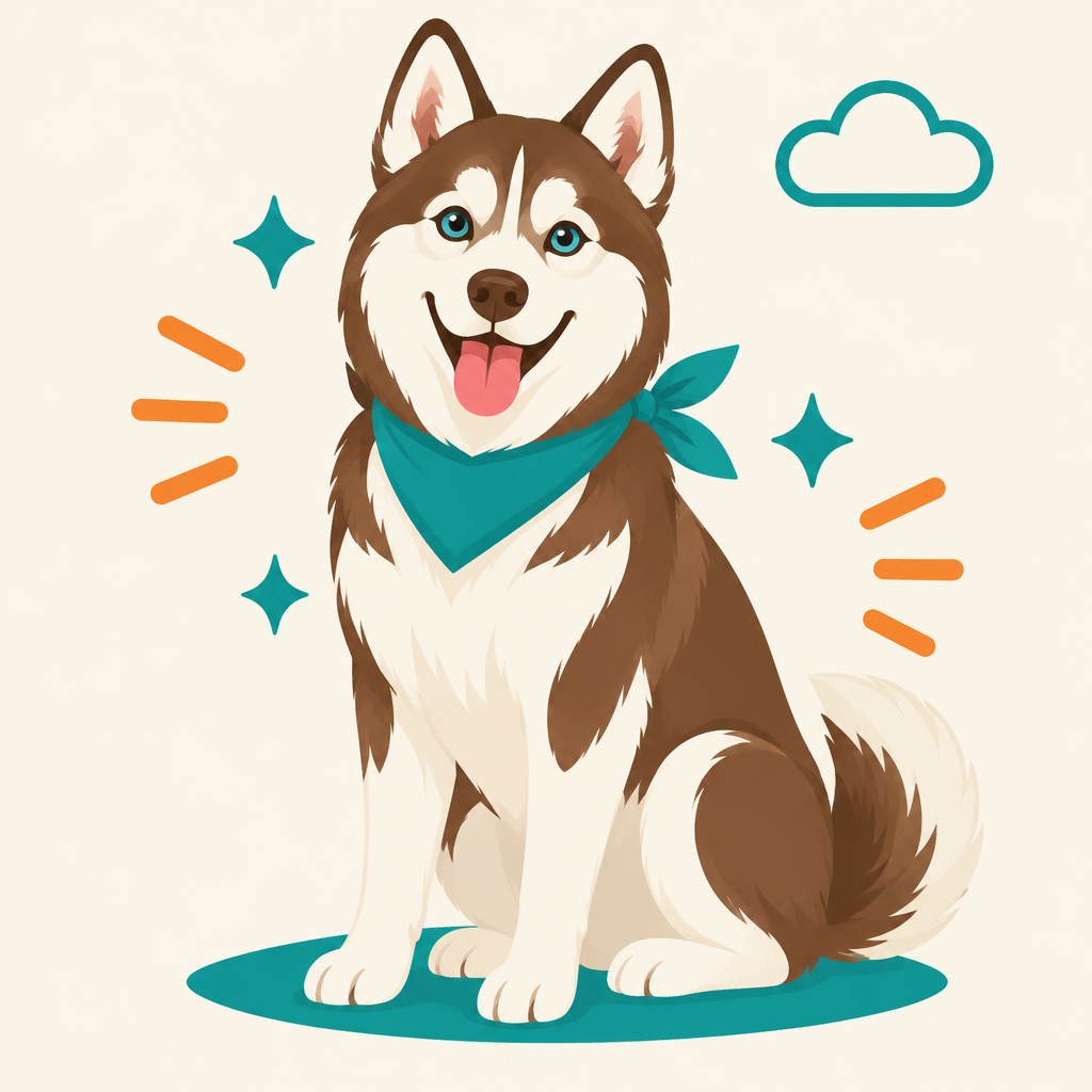 Illustration of a freshly bathed white Maltese dog with a teal bow